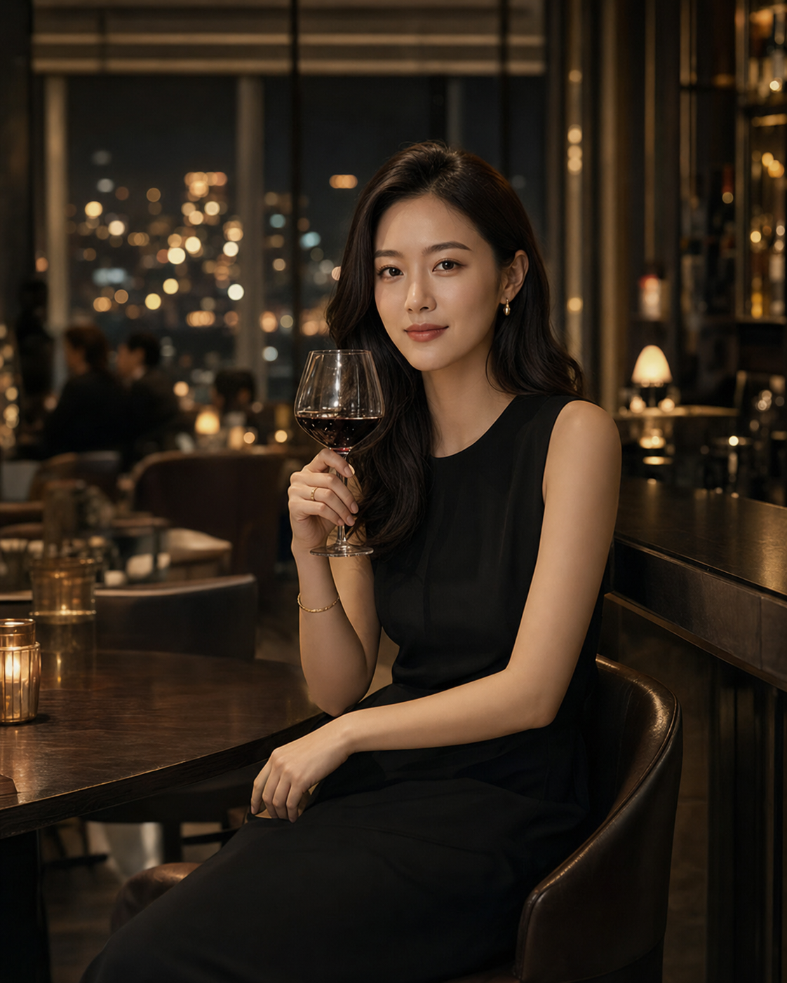 女性在社交晚餐场景的穿搭